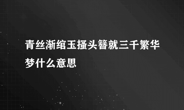 青丝渐绾玉搔头簪就三千繁华梦什么意思