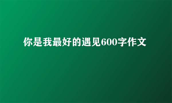 你是我最好的遇见600字作文