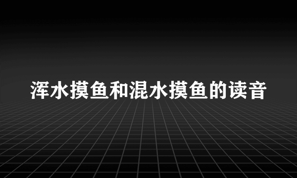 浑水摸鱼和混水摸鱼的读音