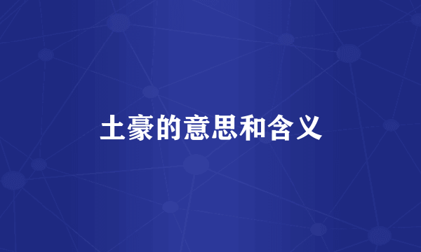 土豪的意思和含义