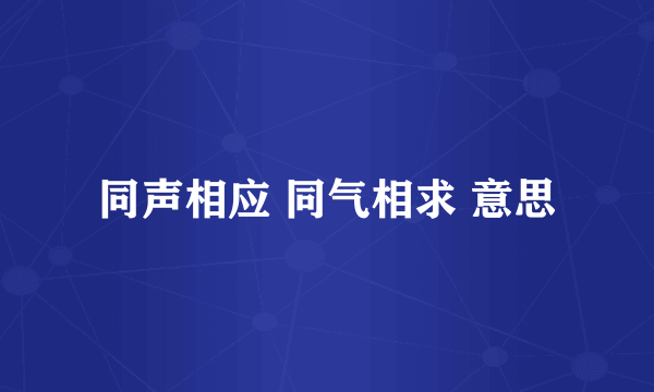 同声相应 同气相求 意思