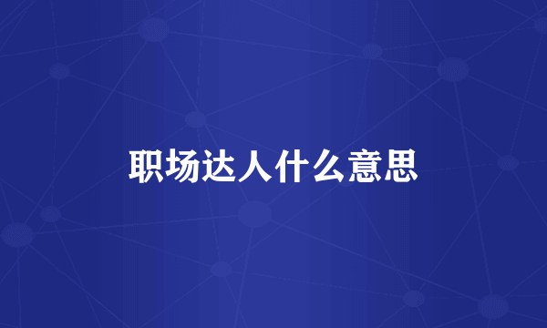 职场达人什么意思