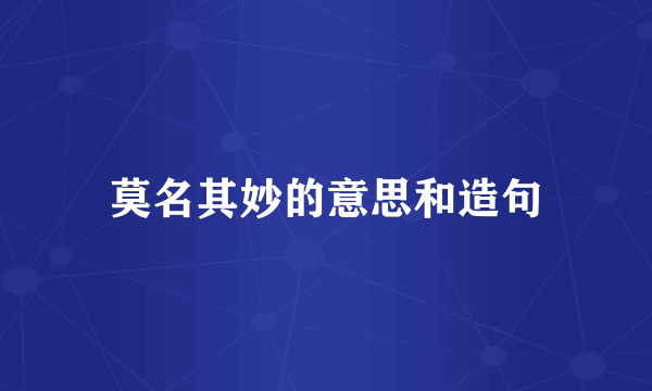 莫名其妙的意思和造句