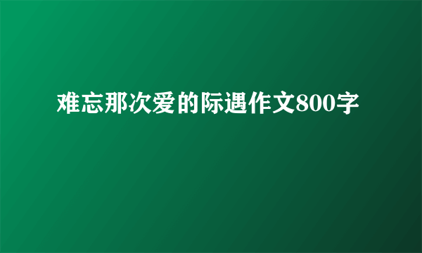 难忘那次爱的际遇作文800字