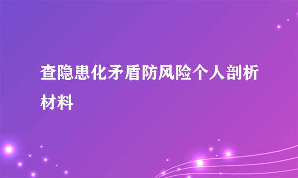 查隐患化矛盾防风险个人剖析材料