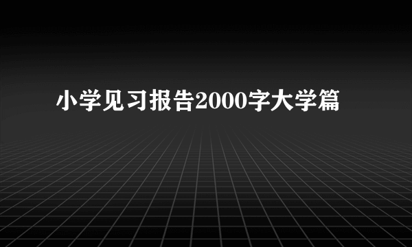 小学见习报告2000字大学篇