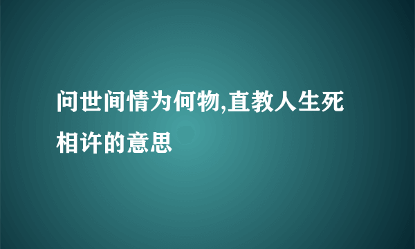 问世间情为何物,直教人生死相许的意思