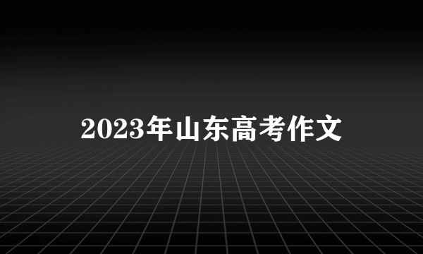 2023年山东高考作文