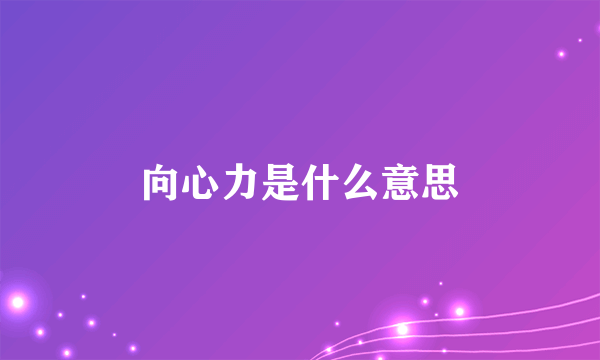 向心力是什么意思