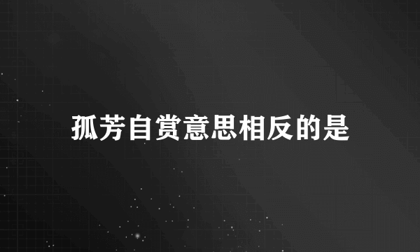 孤芳自赏意思相反的是