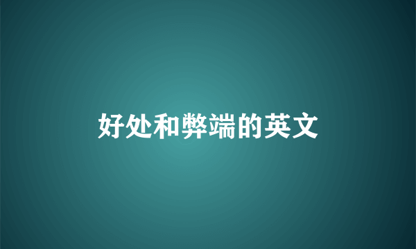 好处和弊端的英文