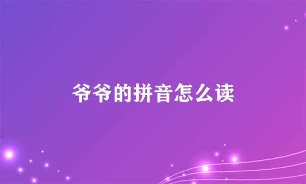 爷爷的拼音怎么读