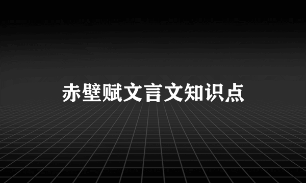 赤壁赋文言文知识点