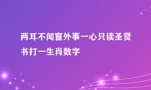 两耳不闻窗外事一心只读圣贤书打一生肖数字