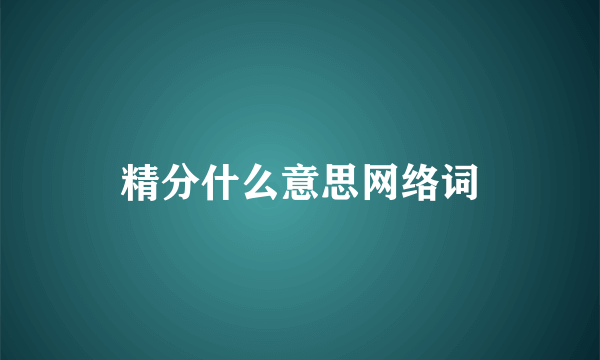 精分什么意思网络词