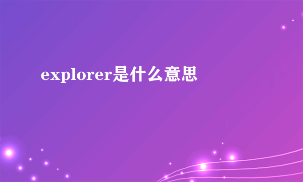 explorer是什么意思