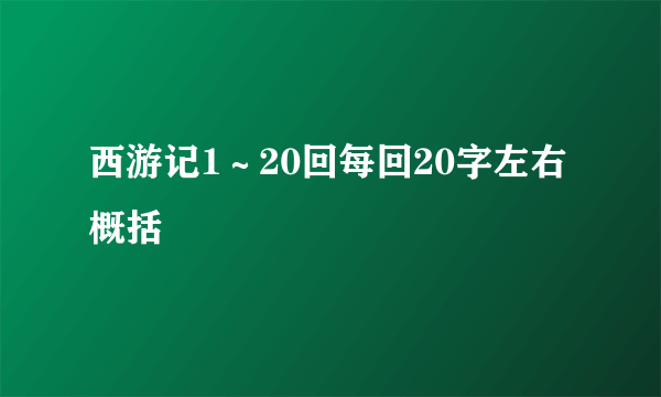 西游记1～20回每回20字左右概括