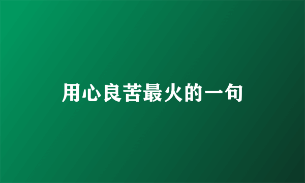 用心良苦最火的一句
