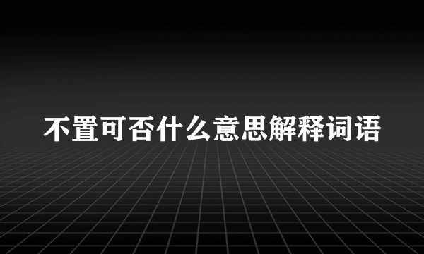 不置可否什么意思解释词语