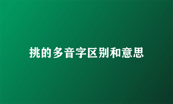 挑的多音字区别和意思