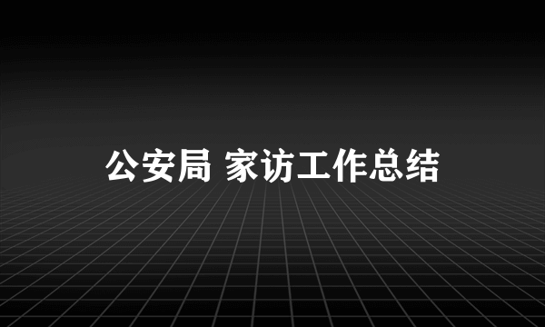 公安局 家访工作总结
