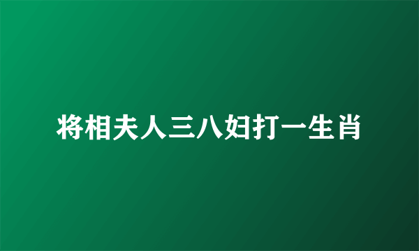 将相夫人三八妇打一生肖