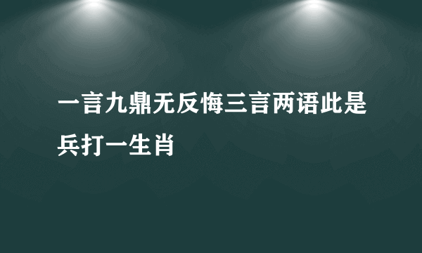 一言九鼎无反悔三言两语此是兵打一生肖