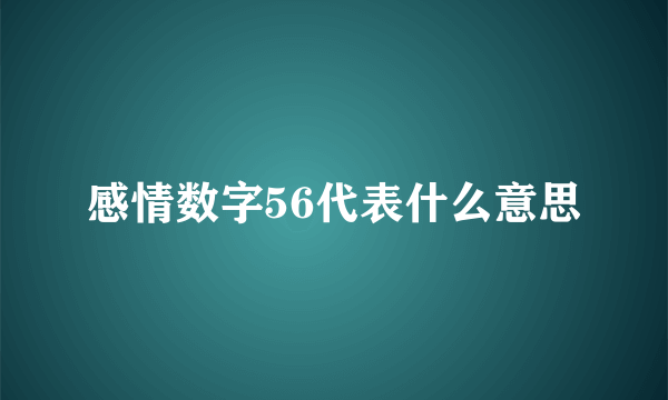 感情数字56代表什么意思