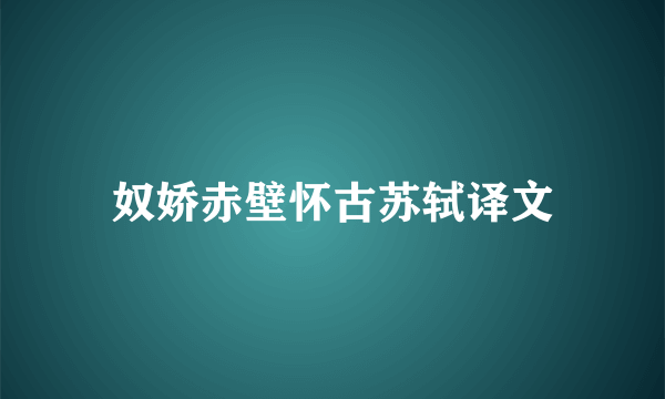 奴娇赤壁怀古苏轼译文