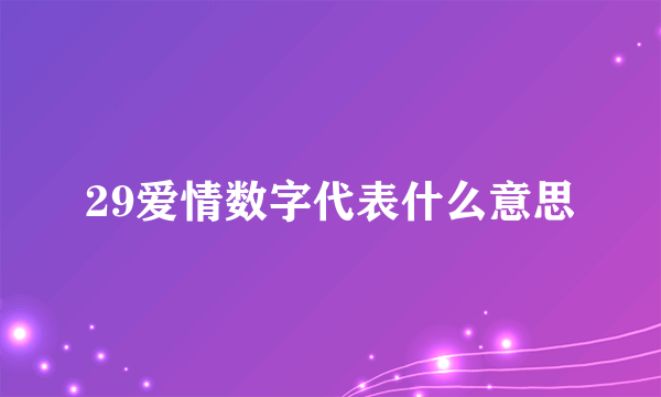 29爱情数字代表什么意思