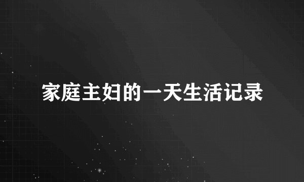 家庭主妇的一天生活记录