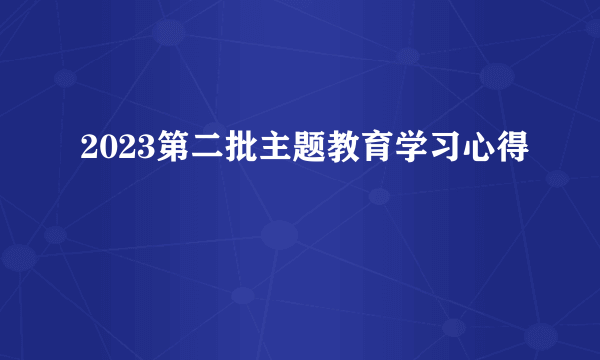 2023第二批主题教育学习心得