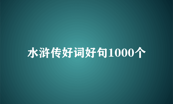 水浒传好词好句1000个