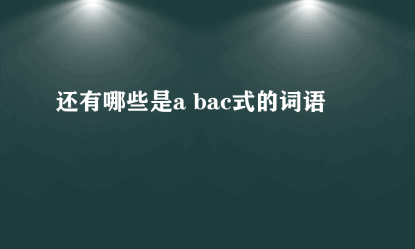 还有哪些是a bac式的词语