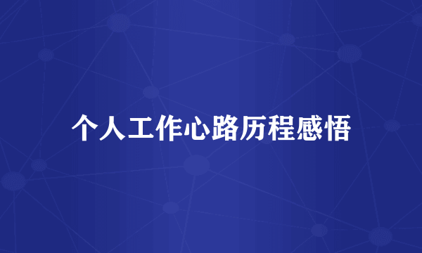 个人工作心路历程感悟