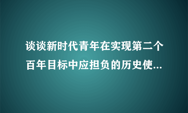 谈谈新时代青年在实现第二个百年目标中应担负的历史使命 900字