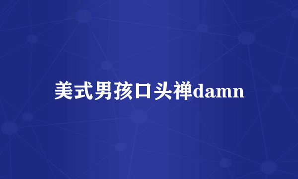 美式男孩口头禅damn