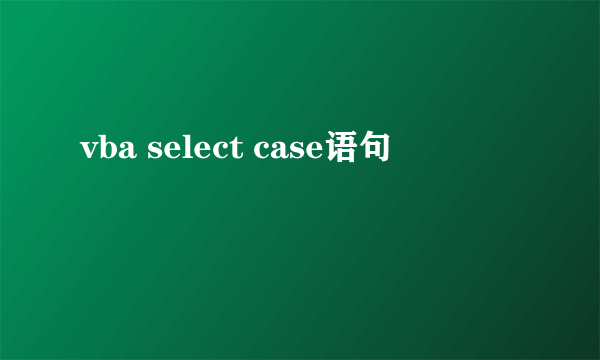 vba select case语句