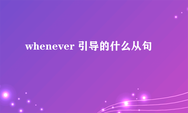 whenever 引导的什么从句
