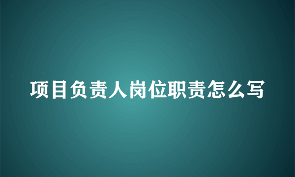 项目负责人岗位职责怎么写
