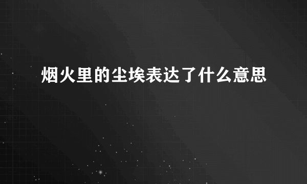 烟火里的尘埃表达了什么意思