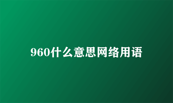 960什么意思网络用语