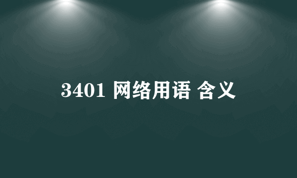 3401 网络用语 含义