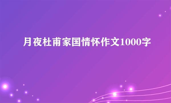月夜杜甫家国情怀作文1000字