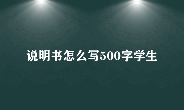 说明书怎么写500字学生
