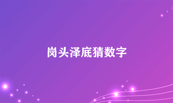 岗头泽底猜数字