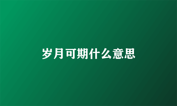 岁月可期什么意思