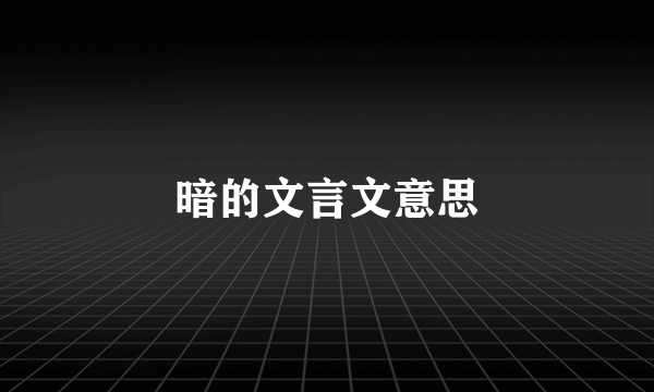 暗的文言文意思