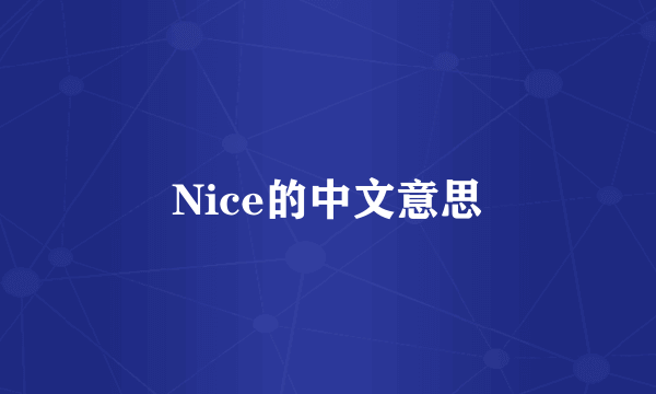 Nice的中文意思