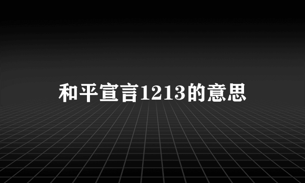和平宣言1213的意思
